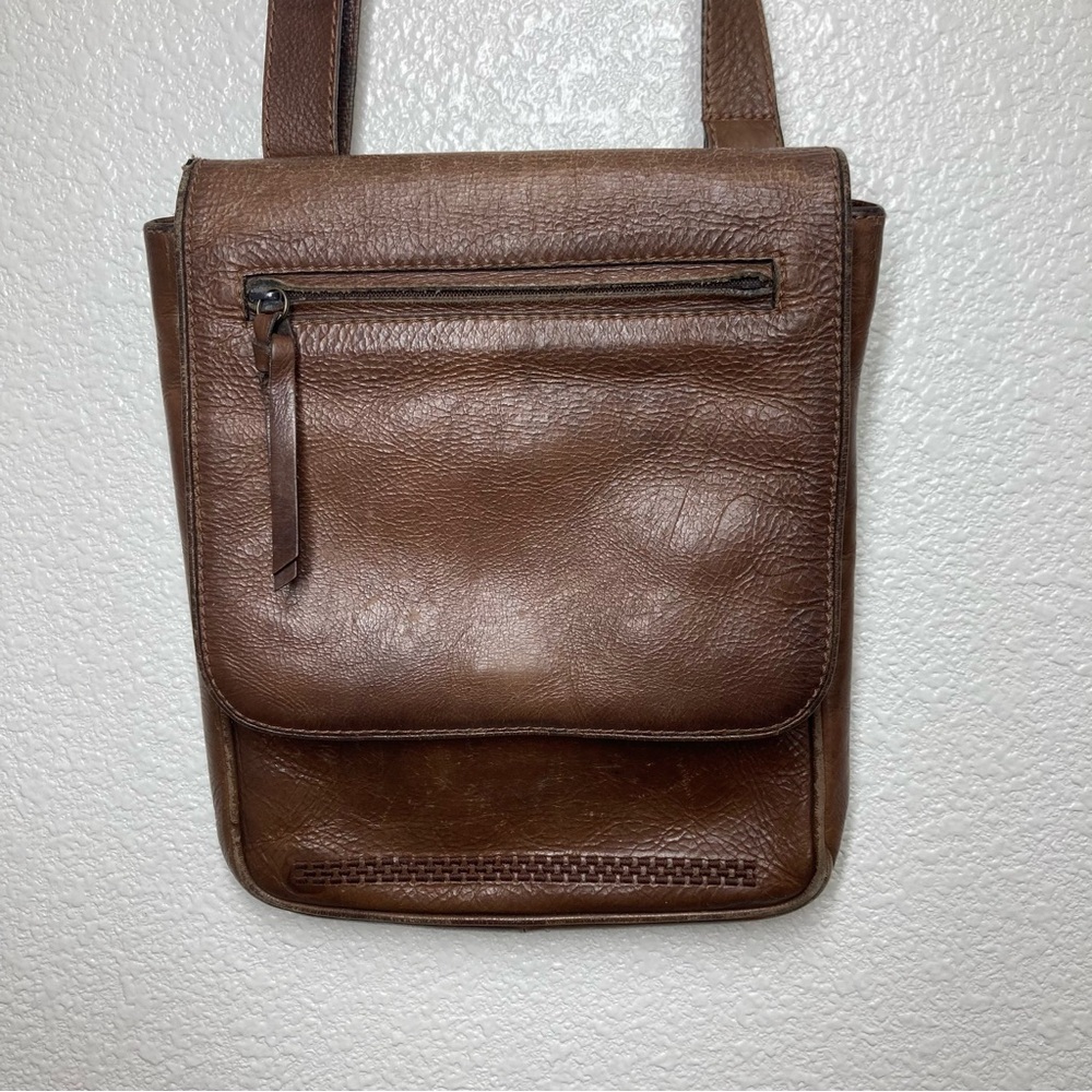 VELEZ Leather Colombia Messenger crossbody Bag Vintage Brown 8x10" - Picture 5 of 16